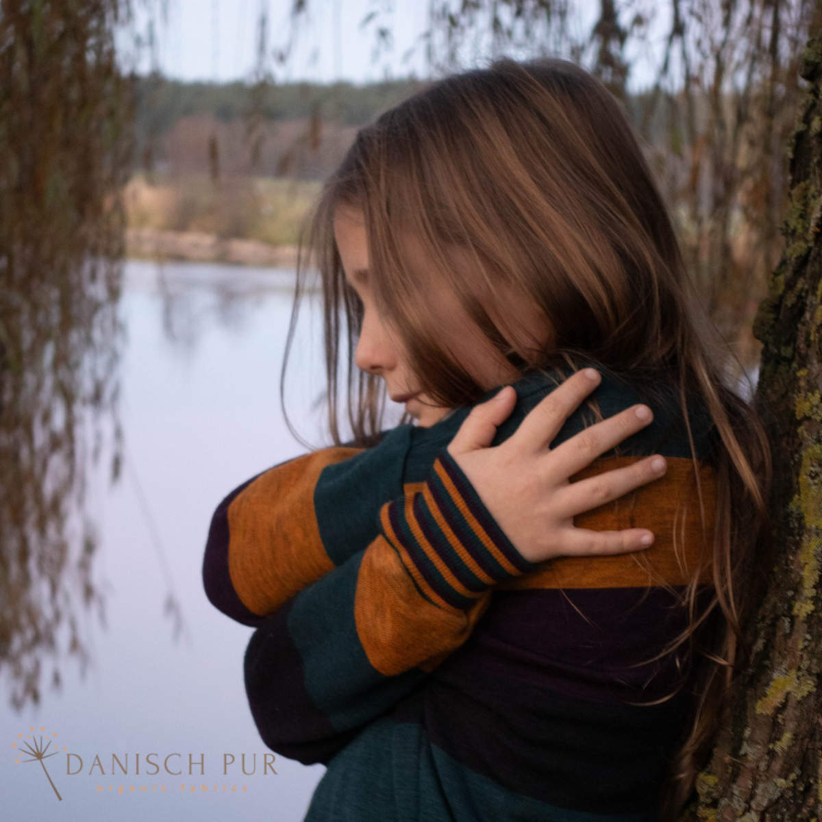 Coupon 100cm Bio Wolljersey Blockstreifen Jacquard Schwarz-Aubergine-Gold-Petrol meliert (100% Schurwolle, Merino, kbt, mulesingfrei)