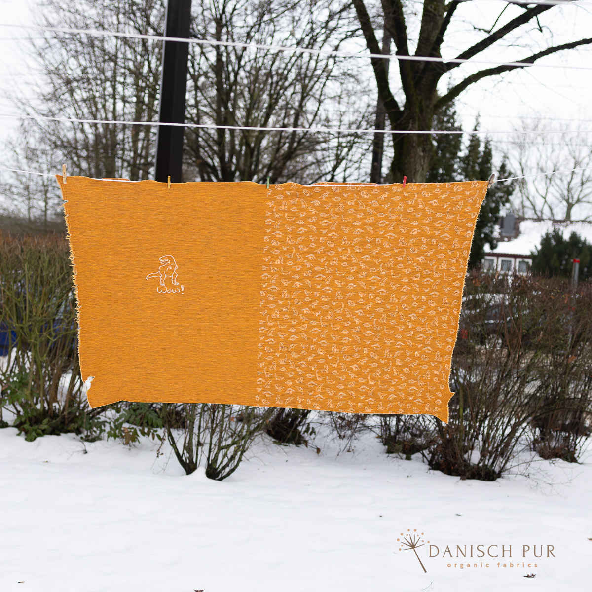 Panel approx. 93cm Jacquard Dino - Panel gold mottled (Merino, kbt, mulesing-free)