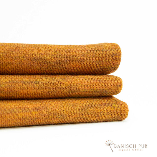 Bio Wolljersey Jacquard Uni Gold meliert (100% Schurwolle, Merino, kbt, mulesingfrei)