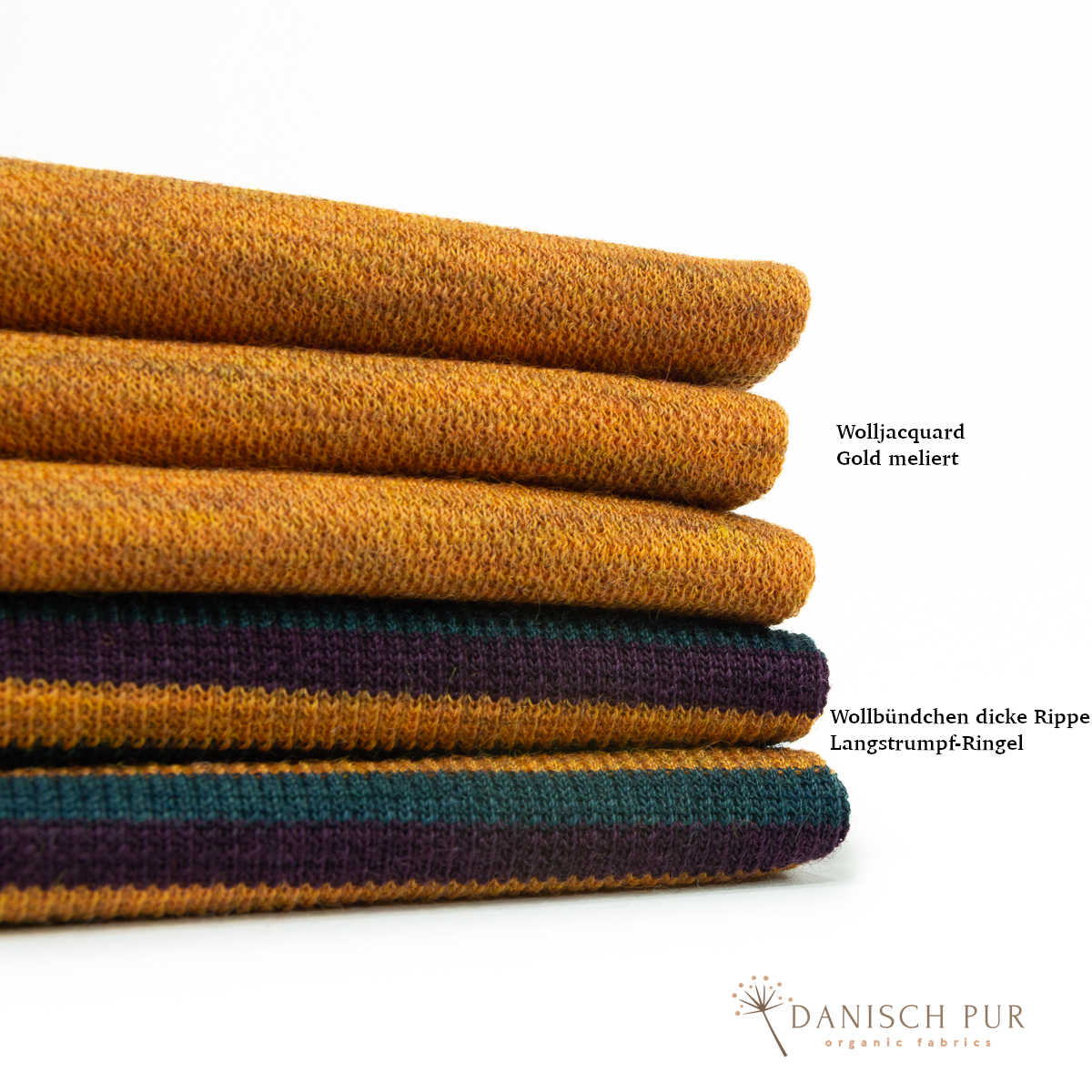 Bio Wolljersey Jacquard Uni Gold meliert (100% Schurwolle, Merino, kbt, mulesingfrei)