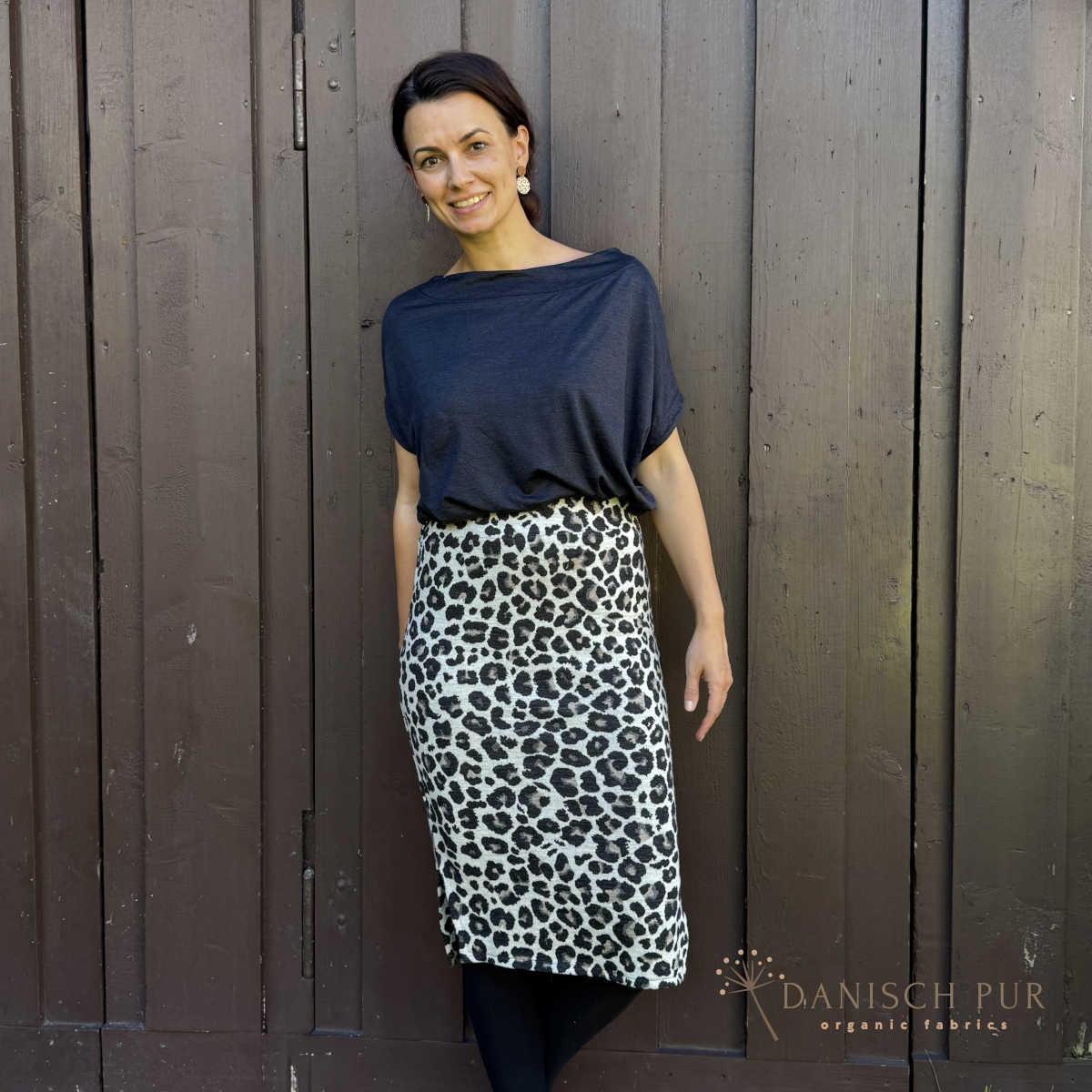 Organic wool jersey jacquard clouds lagoblau-petrol on ecru melange V3 (Merino, kbt, mulesing-free)