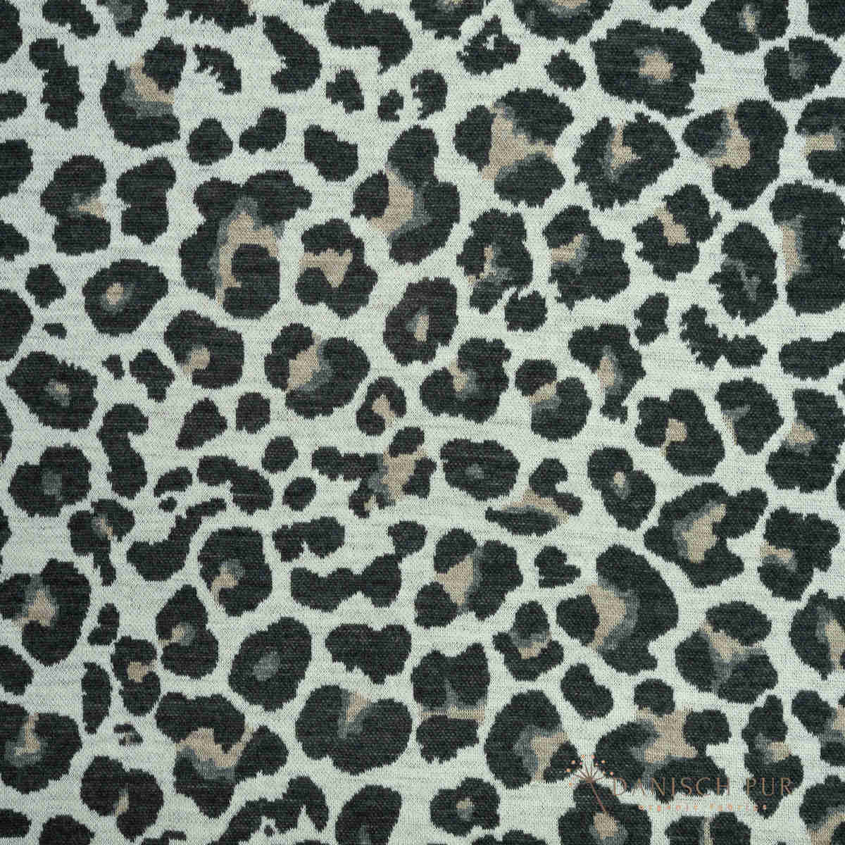 Coupon 40 cm Bio Wolljersey Jacquard Leo auf Ecru  (Merino, kbt, mulesingfrei)