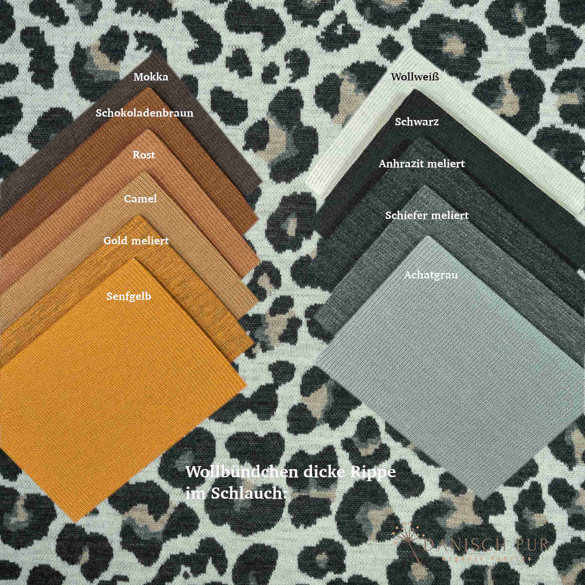 Coupon 40 cm Bio Wolljersey Jacquard Leo auf Ecru  (Merino, kbt, mulesingfrei)