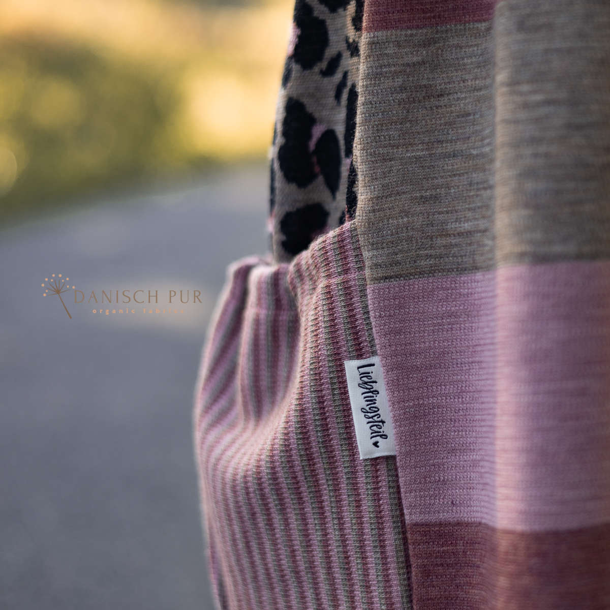 Organic wool cuffs with striped long stockings, melange ribbed in a tube (organic, mulesing-free)