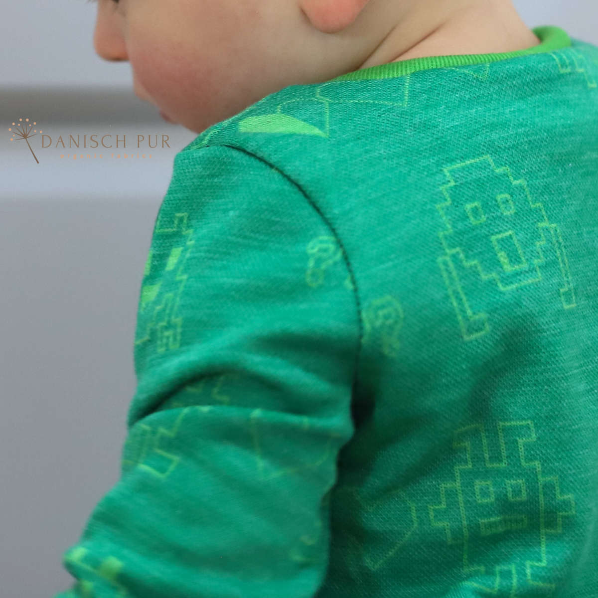 Bio Wolljersey Jacquard Monster auf Sommergrün (Merino, kbt, mulesingfrei)