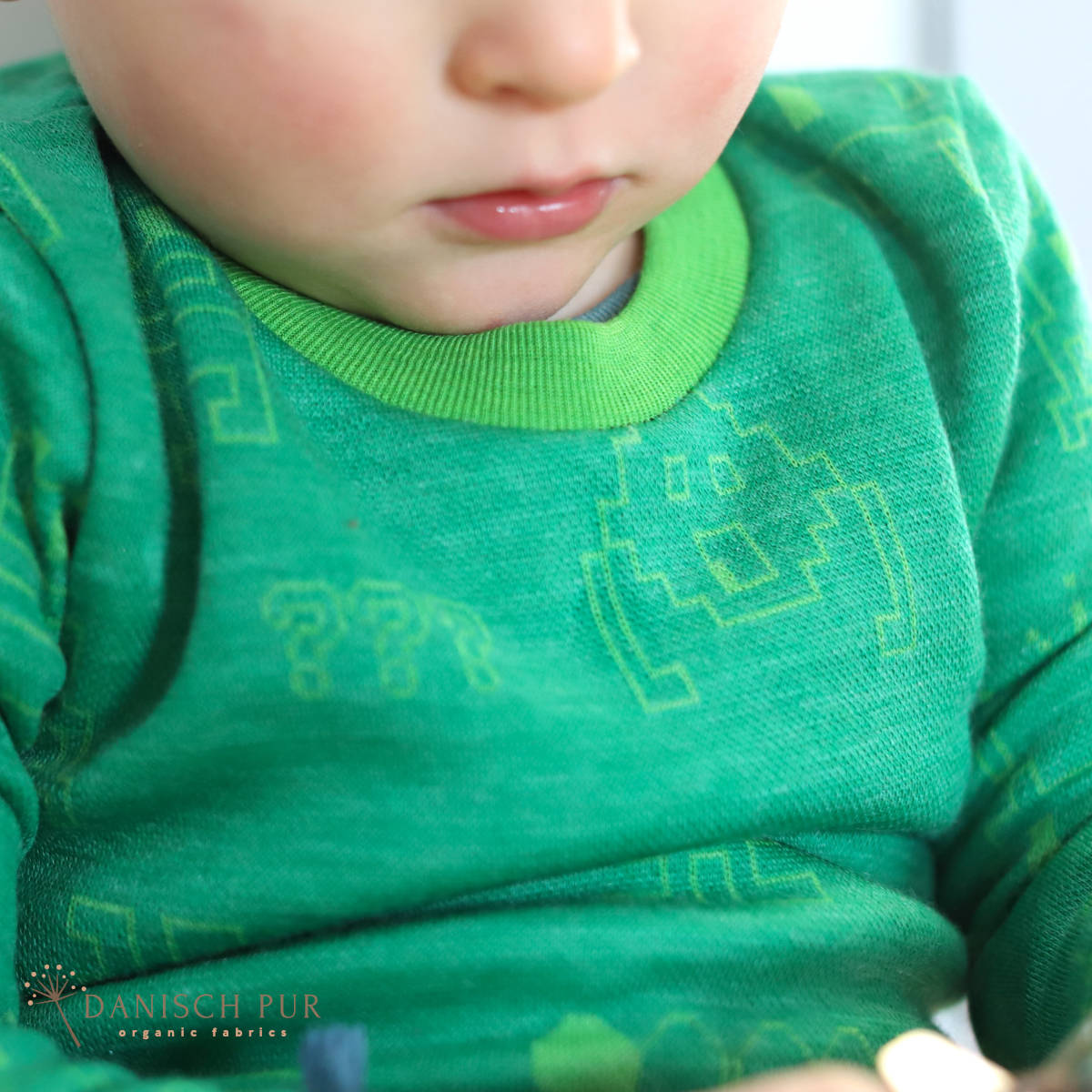 Bio Wolljersey Jacquard Monster auf Sommergrün (Merino, kbt, mulesingfrei)