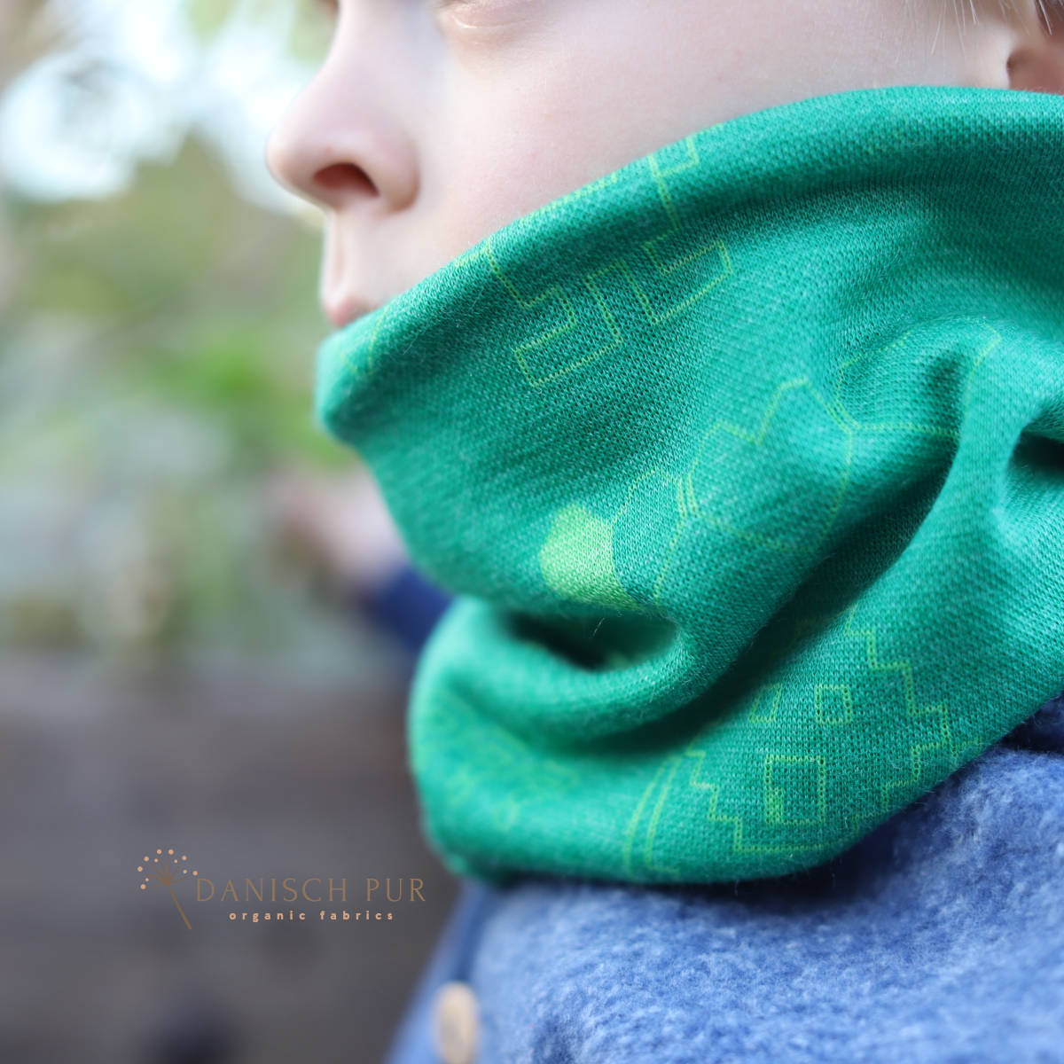 Bio Wolljersey Jacquard Monster auf Sommergrün (Merino, kbt, mulesingfrei)