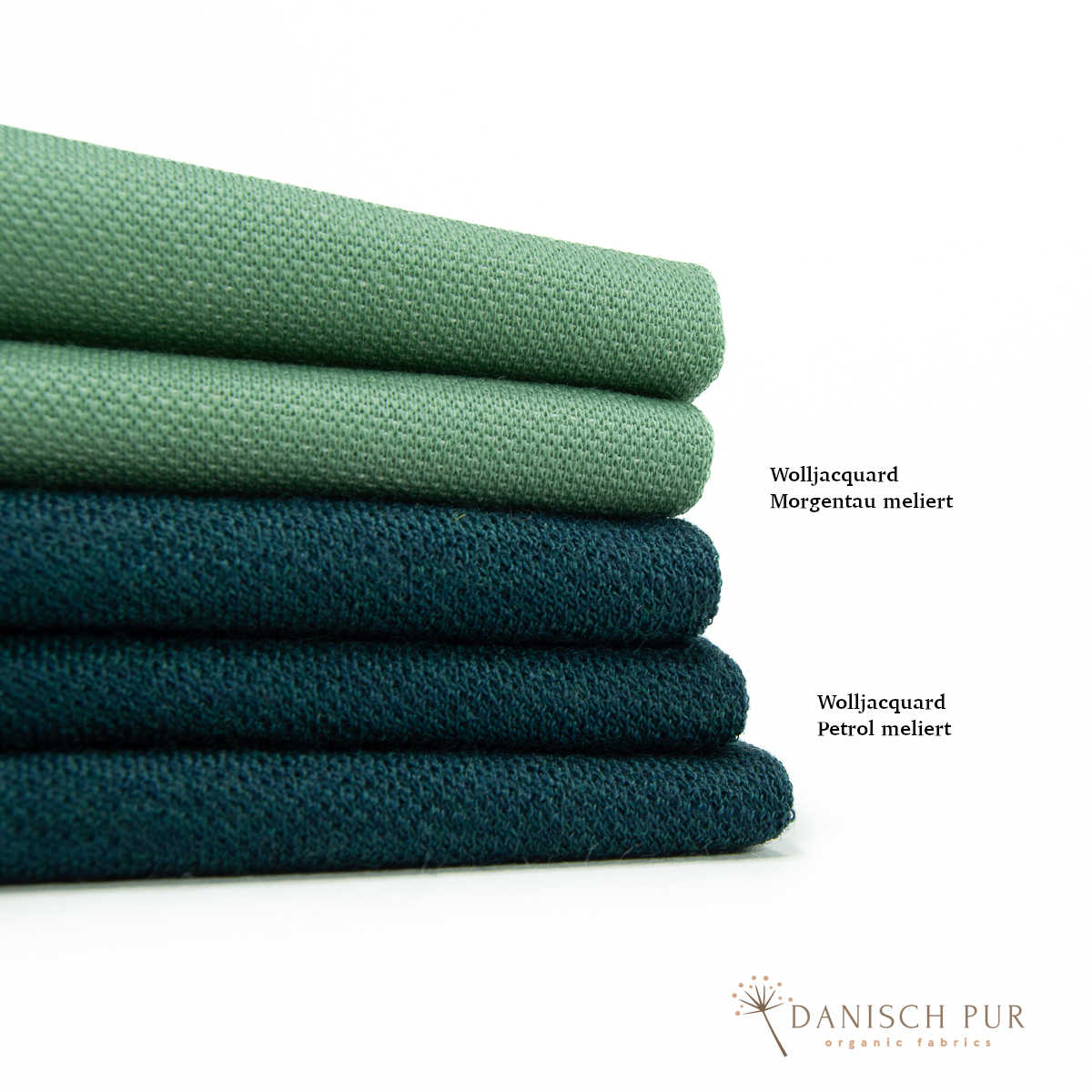 Organic wool jersey jacquard uni morning dew mottled (merino, kbt, mulesing-free)