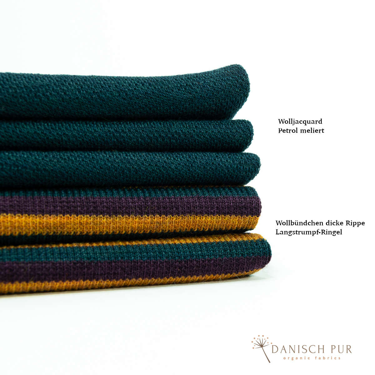 Bio Wolljersey Jacquard Uni Petrol meliert (100% Schurwolle, Merino, kbt, mulesingfrei)