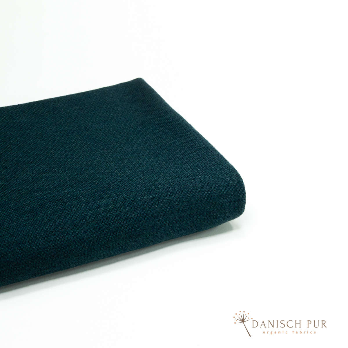 Bio Wolljersey Jacquard Uni Petrol meliert (100% Schurwolle, Merino, kbt, mulesingfrei)