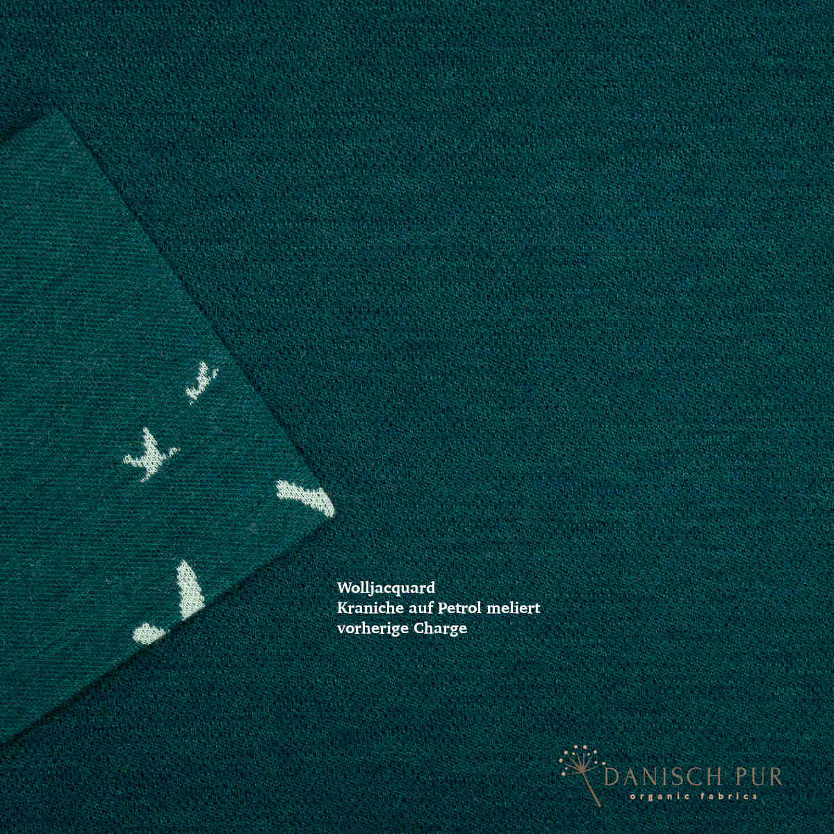 Bio Wolljersey Jacquard Uni Petrol meliert (100% Schurwolle, Merino, kbt, mulesingfrei)