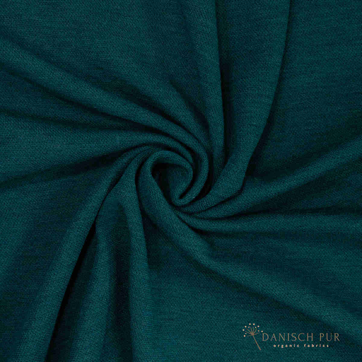 Bio Wolljersey Jacquard Uni Petrol meliert (100% Schurwolle, Merino, kbt, mulesingfrei)