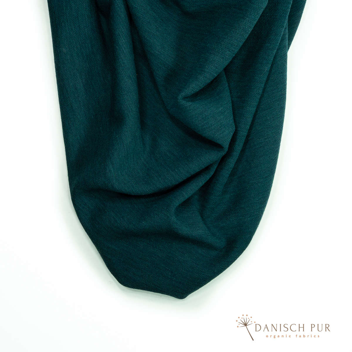 Bio Wolljersey Jacquard Uni Petrol meliert (100% Schurwolle, Merino, kbt, mulesingfrei)