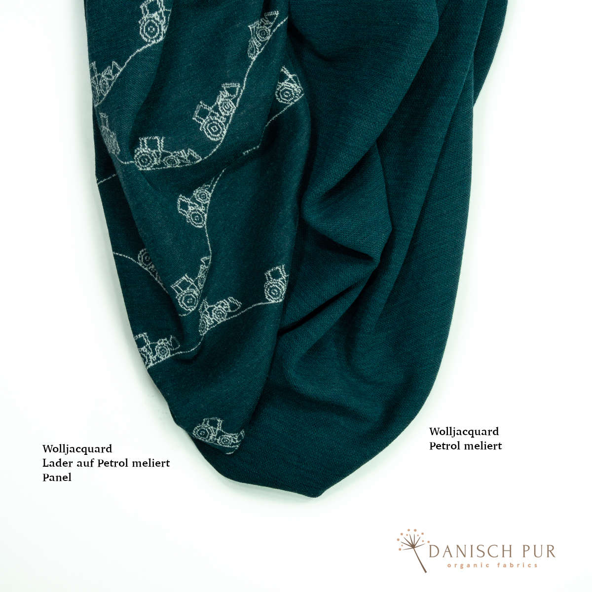 Bio Wolljersey Jacquard Uni Petrol meliert (100% Schurwolle, Merino, kbt, mulesingfrei)