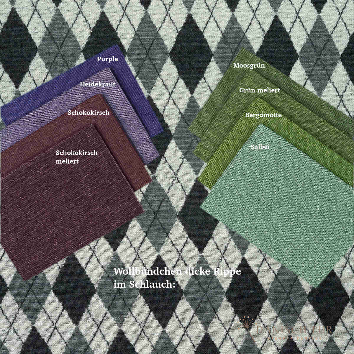 Bio Wolljersey Jacquard Rauten Anthrazit-Schiefer-Ecru meliert (100% Schurwolle, Merino, kbt, mulesingfrei)