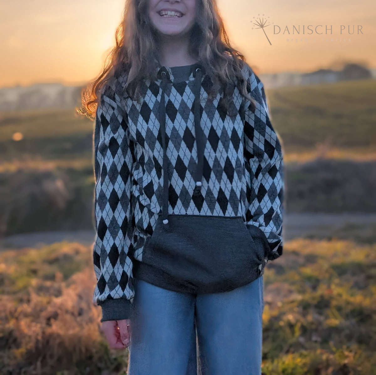 Bio Wolljersey Jacquard Rauten Anthrazit-Schiefer-Ecru meliert (100% Schurwolle, Merino, kbt, mulesingfrei)