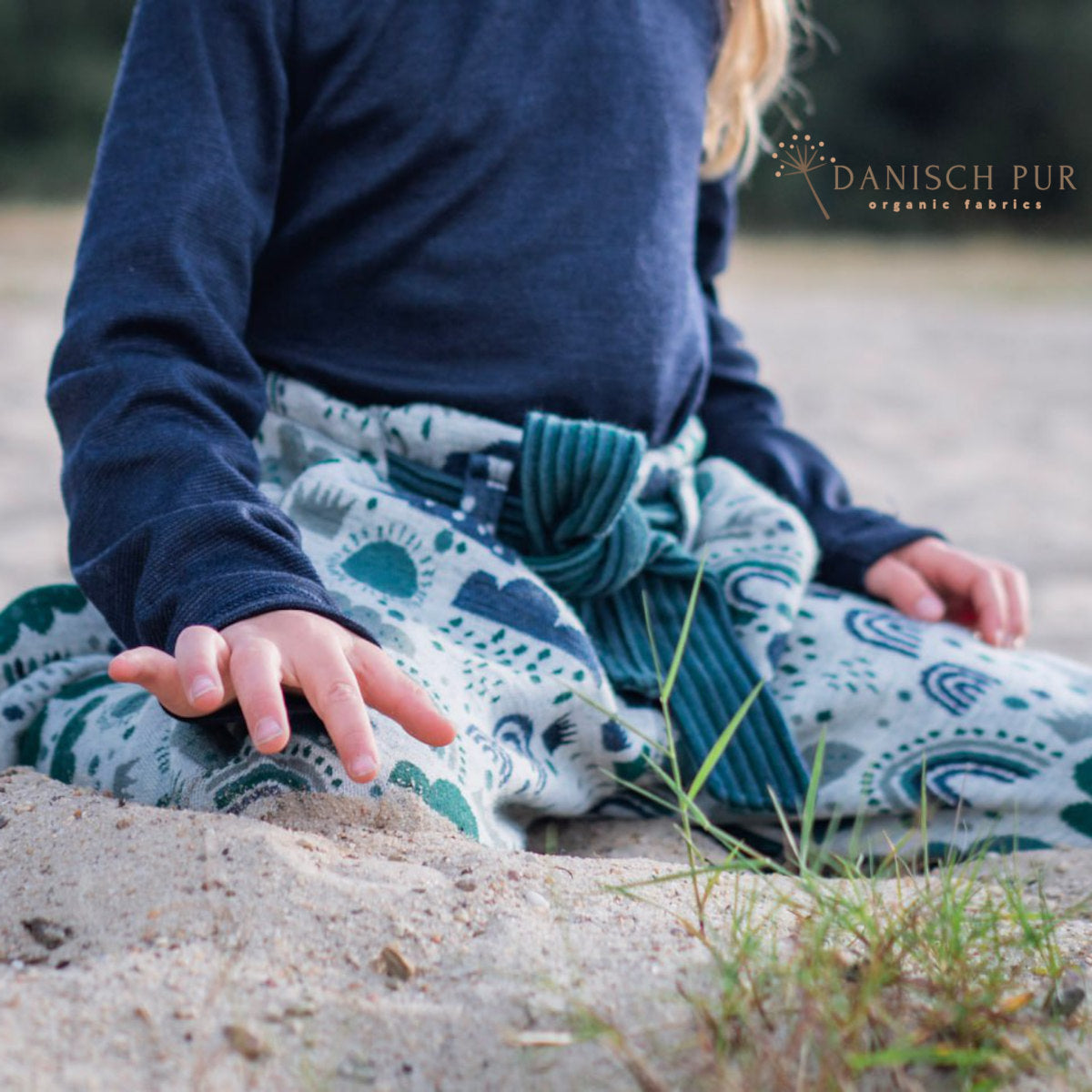 Bio Wolljersey Jacquard Wolken Lagoblau-Petrol  (Merino, kbt, mulesingfrei)