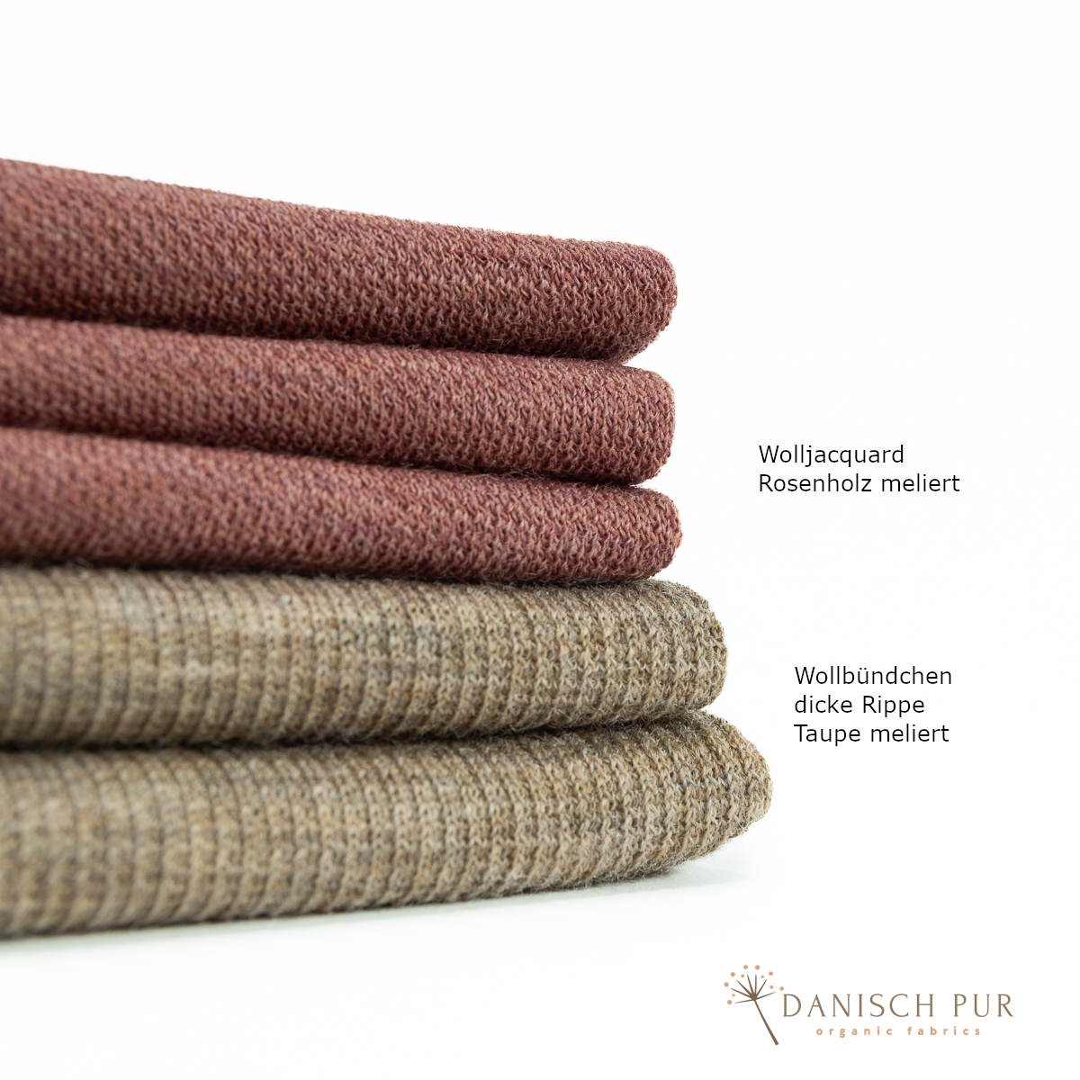 Bio Wolljersey Jacquard Rosenholz meliert (100% Schurwolle, Merino, kbt, mulesingfrei)