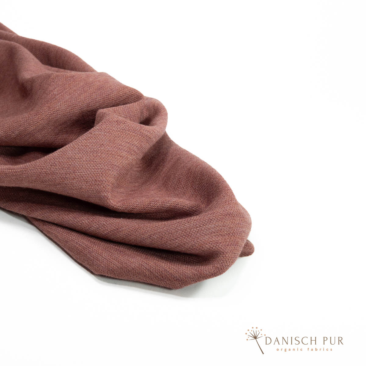 Bio Wolljersey Jacquard Rosenholz meliert (100% Schurwolle, Merino, kbt, mulesingfrei)