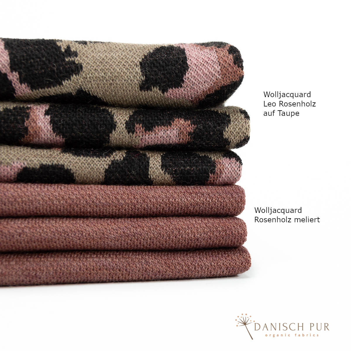 Bio Wolljersey Jacquard Rosenholz meliert (100% Schurwolle, Merino, kbt, mulesingfrei)