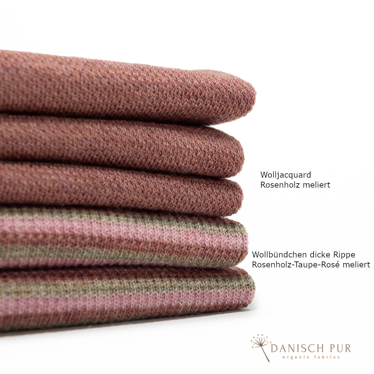 Bio Wolljersey Jacquard Rosenholz meliert (100% Schurwolle, Merino, kbt, mulesingfrei)