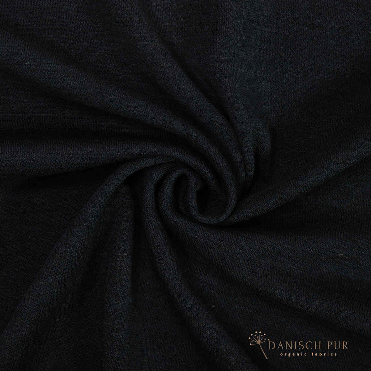 Bio Wolljersey Jacquard Uni Schwarz meliert (100% Schurwolle, Merino, kbt, mulesingfrei)