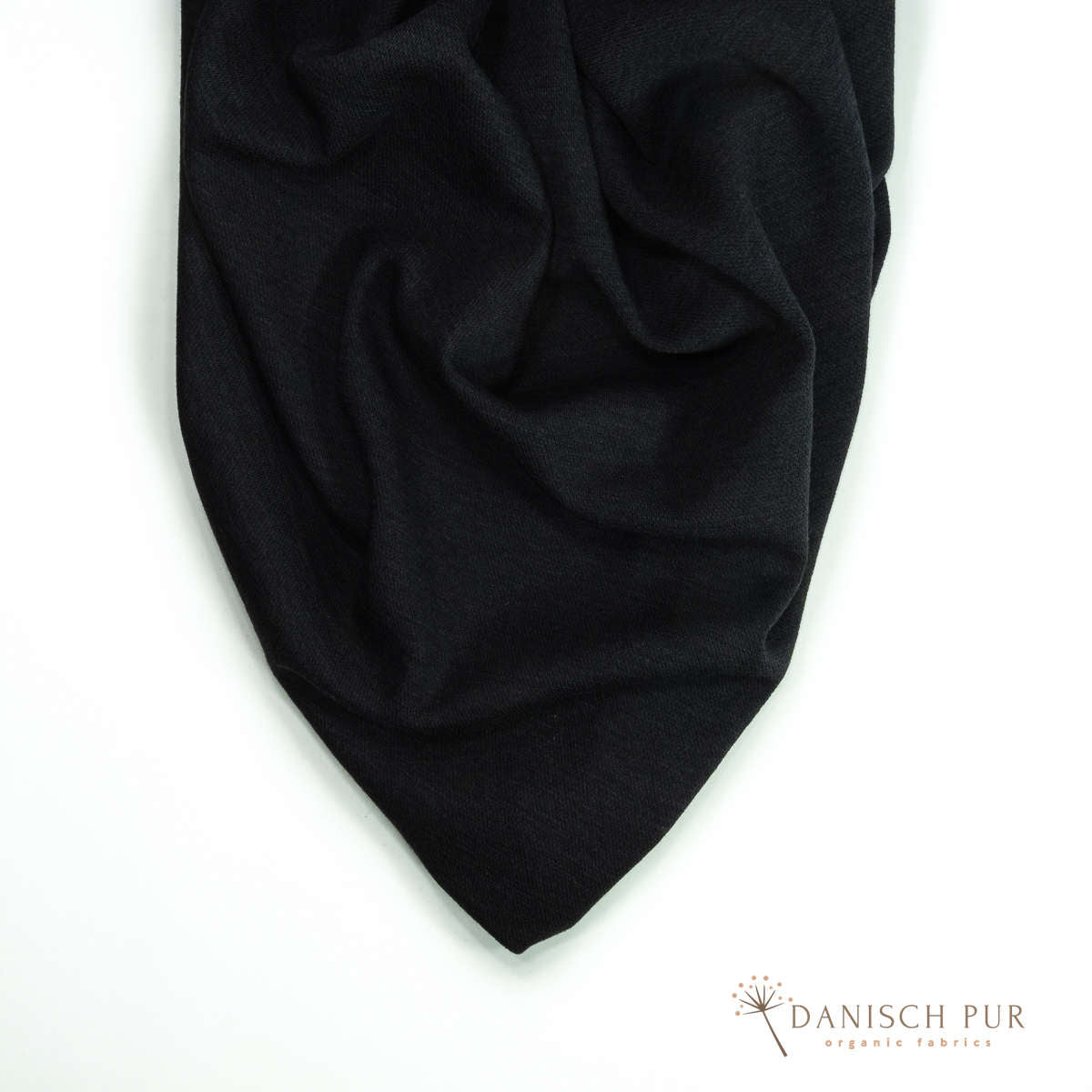 Bio Wolljersey Jacquard Uni Schwarz meliert (100% Schurwolle, Merino, kbt, mulesingfrei)