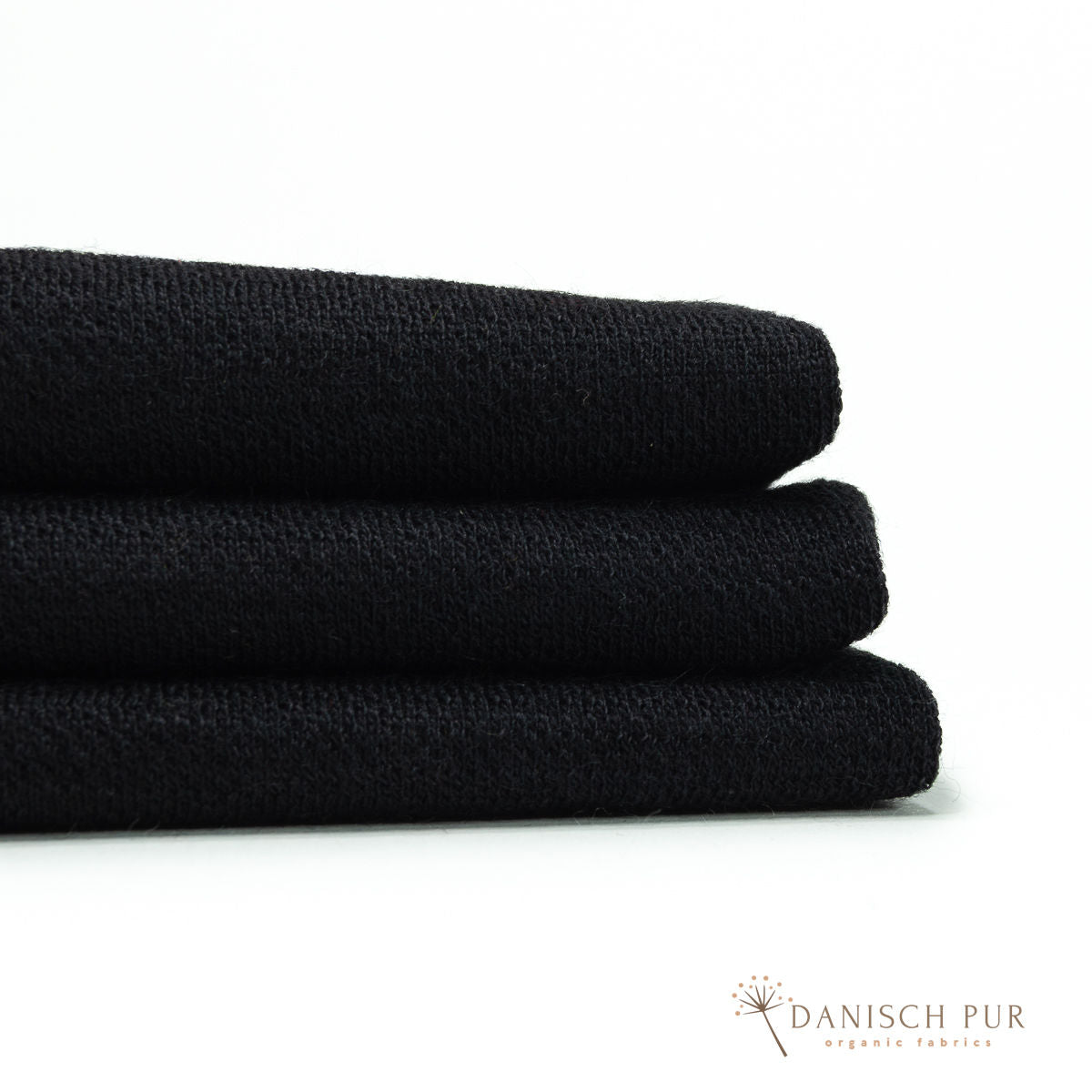 Bio Wolljersey Jacquard Uni Schwarz meliert (100% Schurwolle, Merino, kbt, mulesingfrei)