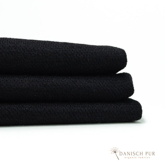 Bio Wolljersey Jacquard Uni Schwarz meliert (100% Schurwolle, Merino, kbt, mulesingfrei)