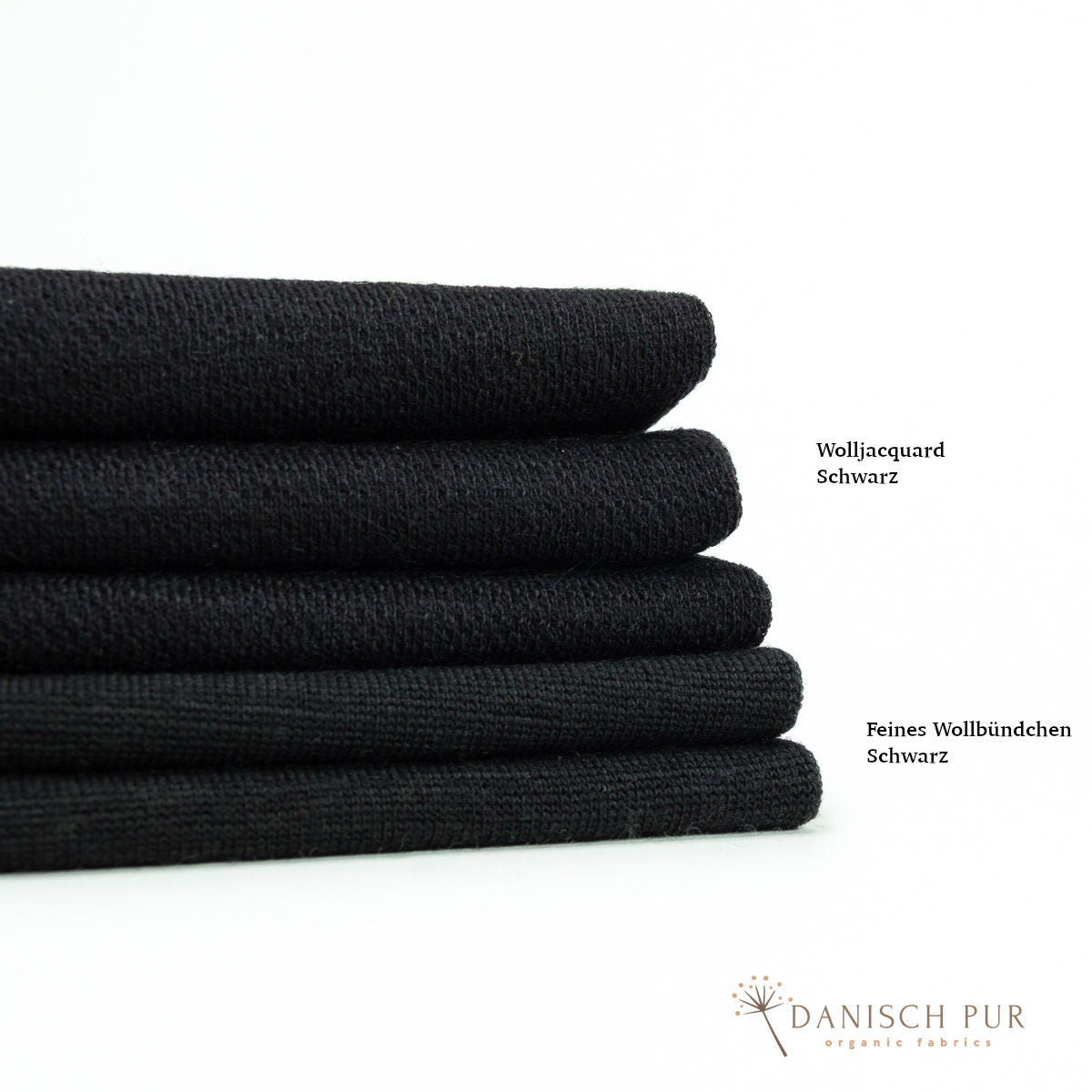 Bio Wolljersey Jacquard Uni Schwarz meliert (100% Schurwolle, Merino, kbt, mulesingfrei)