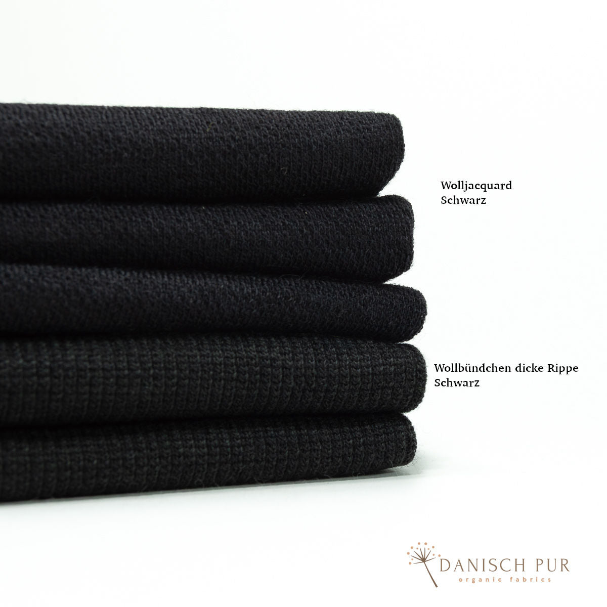 Bio Wolljersey Jacquard Uni Schwarz meliert (100% Schurwolle, Merino, kbt, mulesingfrei)