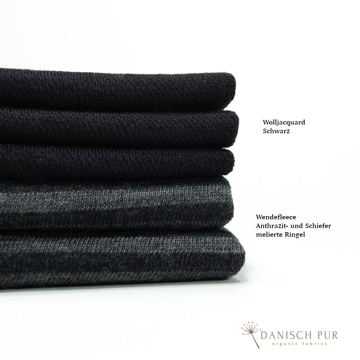 Bio Wolljersey Jacquard Uni Schwarz meliert (100% Schurwolle, Merino, kbt, mulesingfrei)