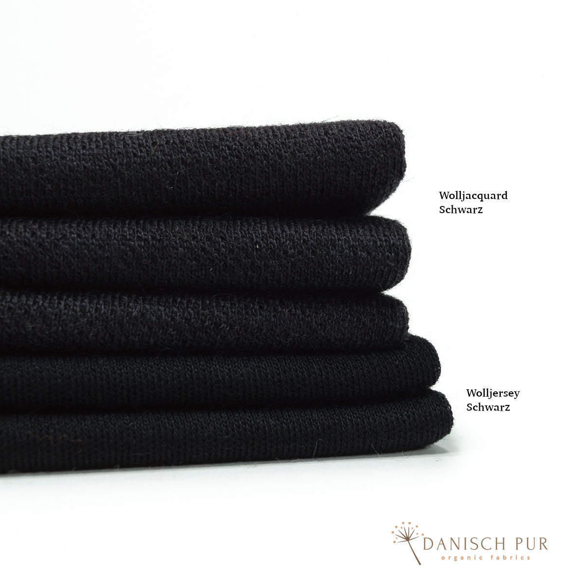 Bio Wolljersey Jacquard Uni Schwarz meliert (100% Schurwolle, Merino, kbt, mulesingfrei)