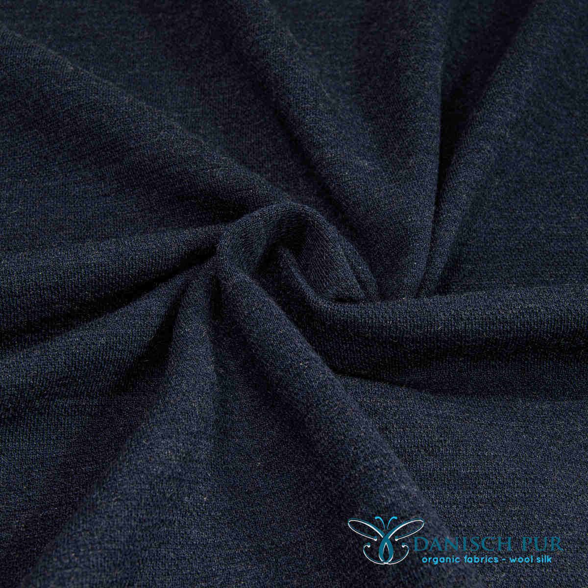 Bio Wolljersey Jacquard Uni Tiefseeblau meliert (Merino, kbt, mulesingfrei)