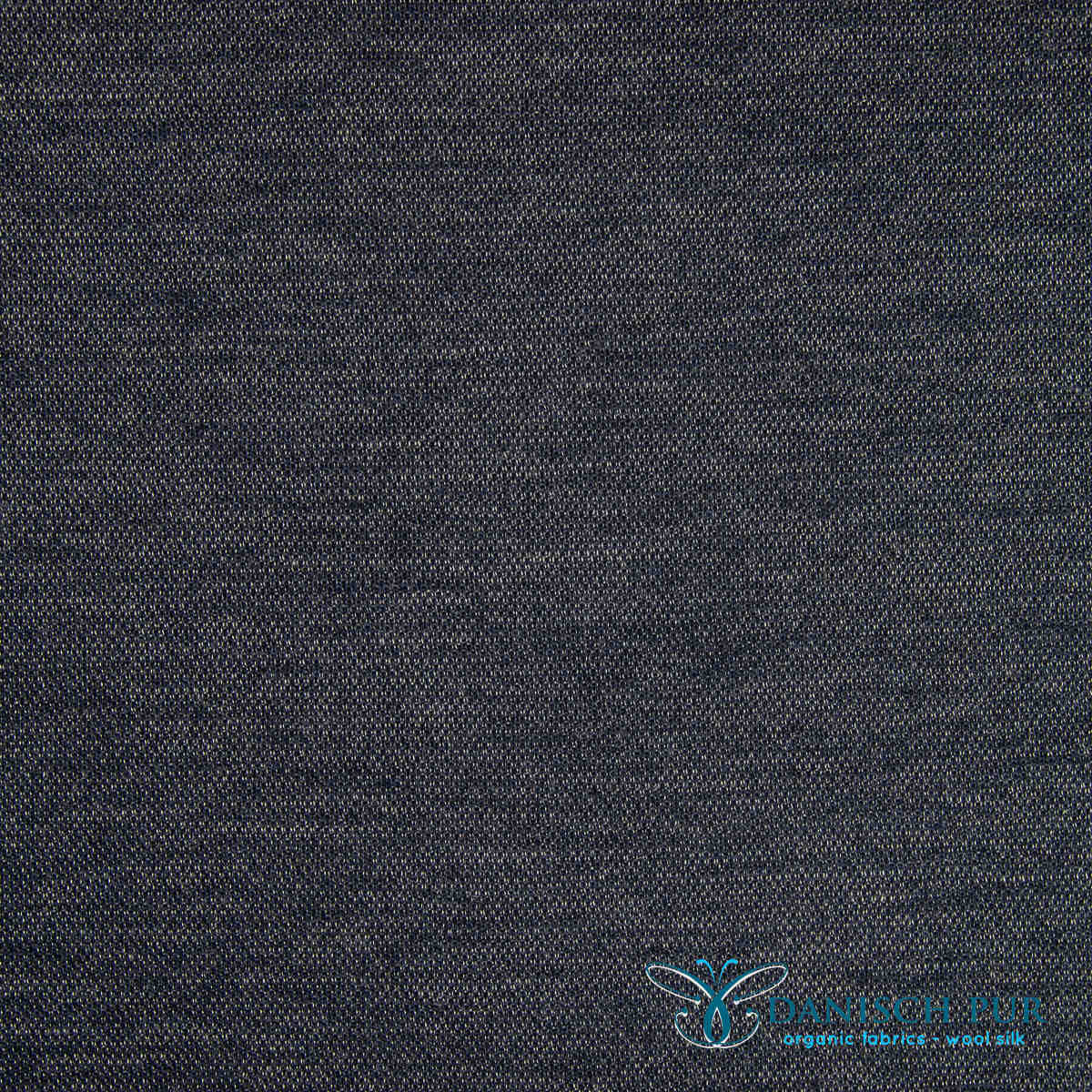 Bio Wolljersey Jacquard Uni Tiefseeblau meliert (Merino, kbt, mulesingfrei)