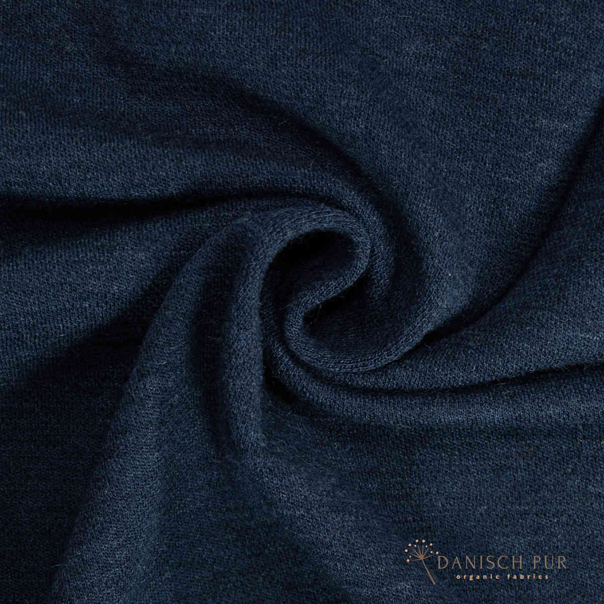 Bio Wolljersey Jacquard Uni Tiefseeblau meliert (Merino, kbt, mulesingfrei)