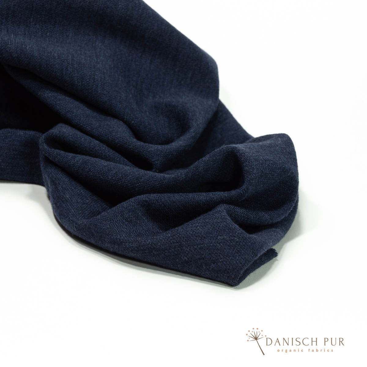 Bio Wolljersey Jacquard Uni Tiefseeblau meliert (Merino, kbt, mulesingfrei)