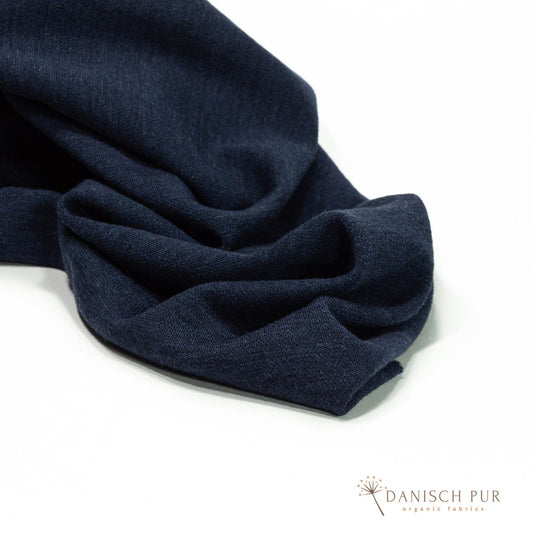 Bio Wolljersey Jacquard Uni Tiefseeblau meliert (Merino, kbt, mulesingfrei)
