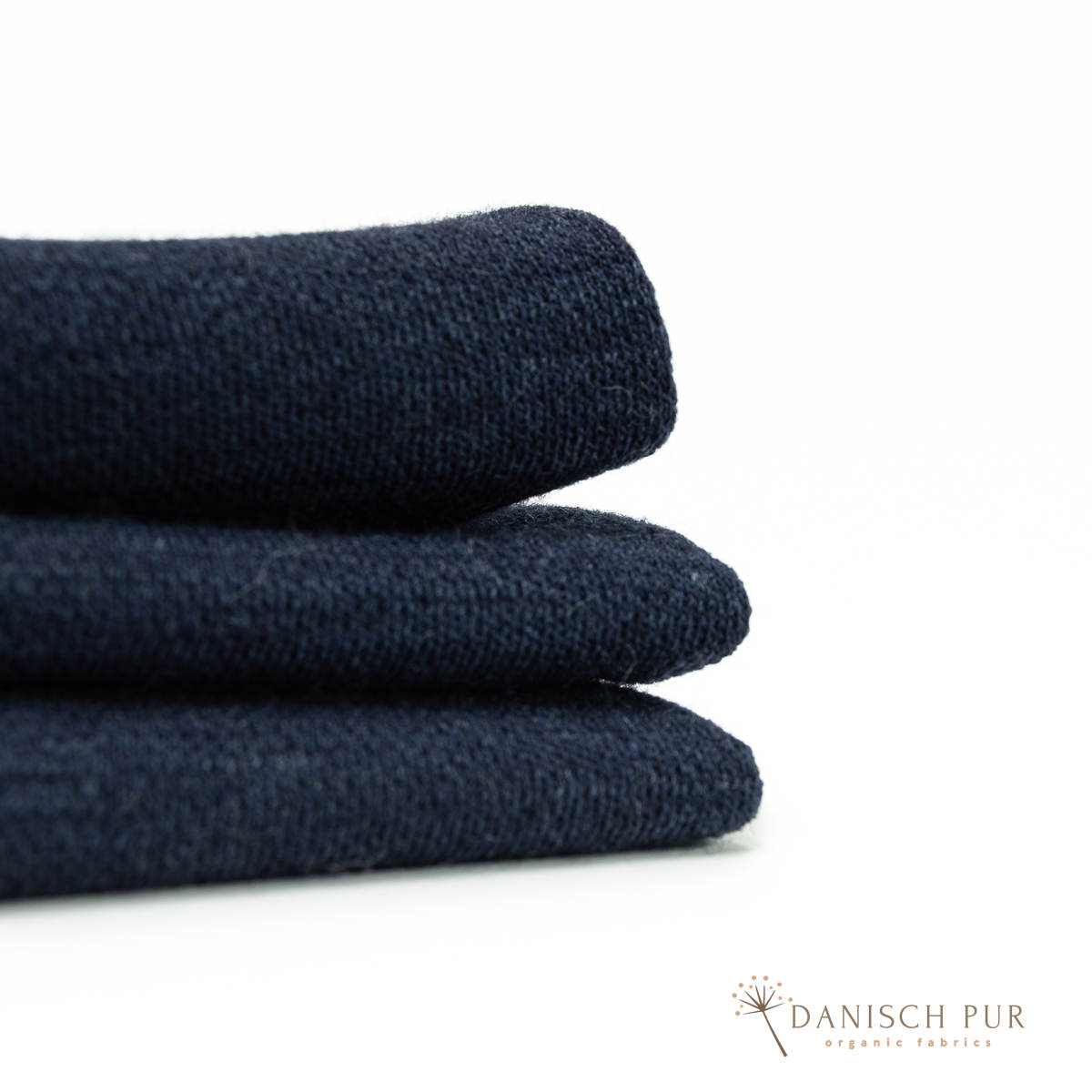 Bio Wolljersey Jacquard Uni Tiefseeblau meliert (Merino, kbt, mulesingfrei)