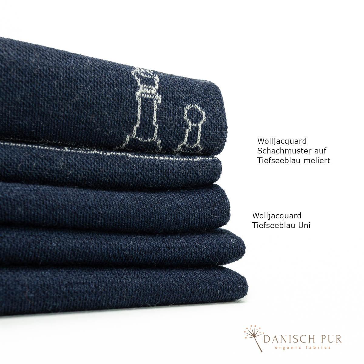 Bio Wolljersey Jacquard Uni Tiefseeblau meliert (Merino, kbt, mulesingfrei)