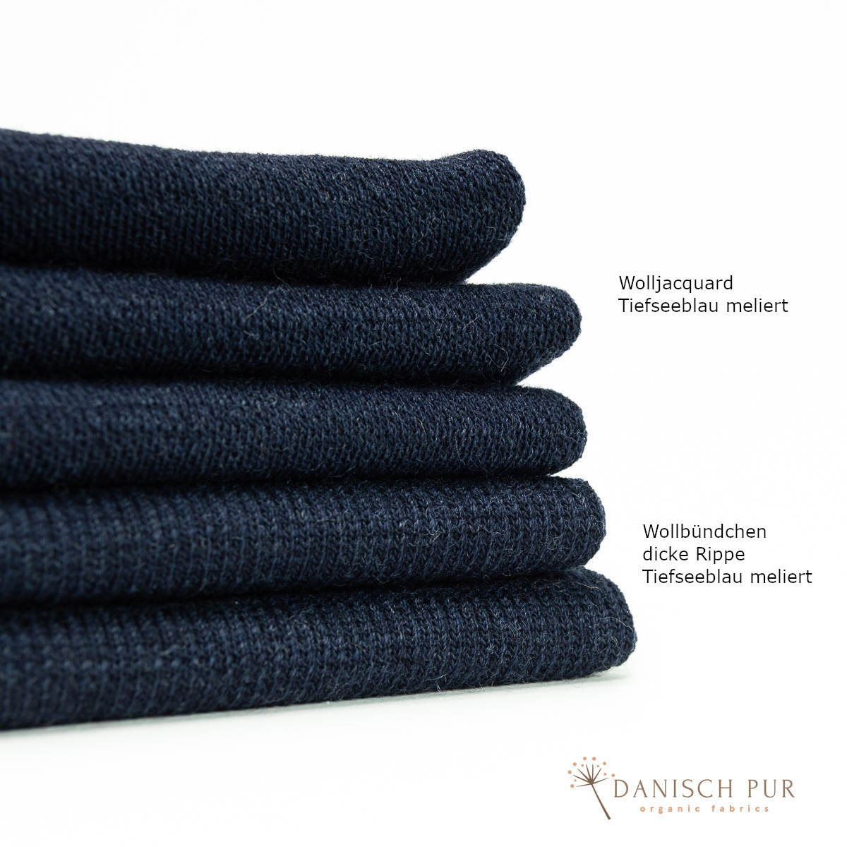 Bio Wolljersey Jacquard Uni Tiefseeblau meliert (Merino, kbt, mulesingfrei)