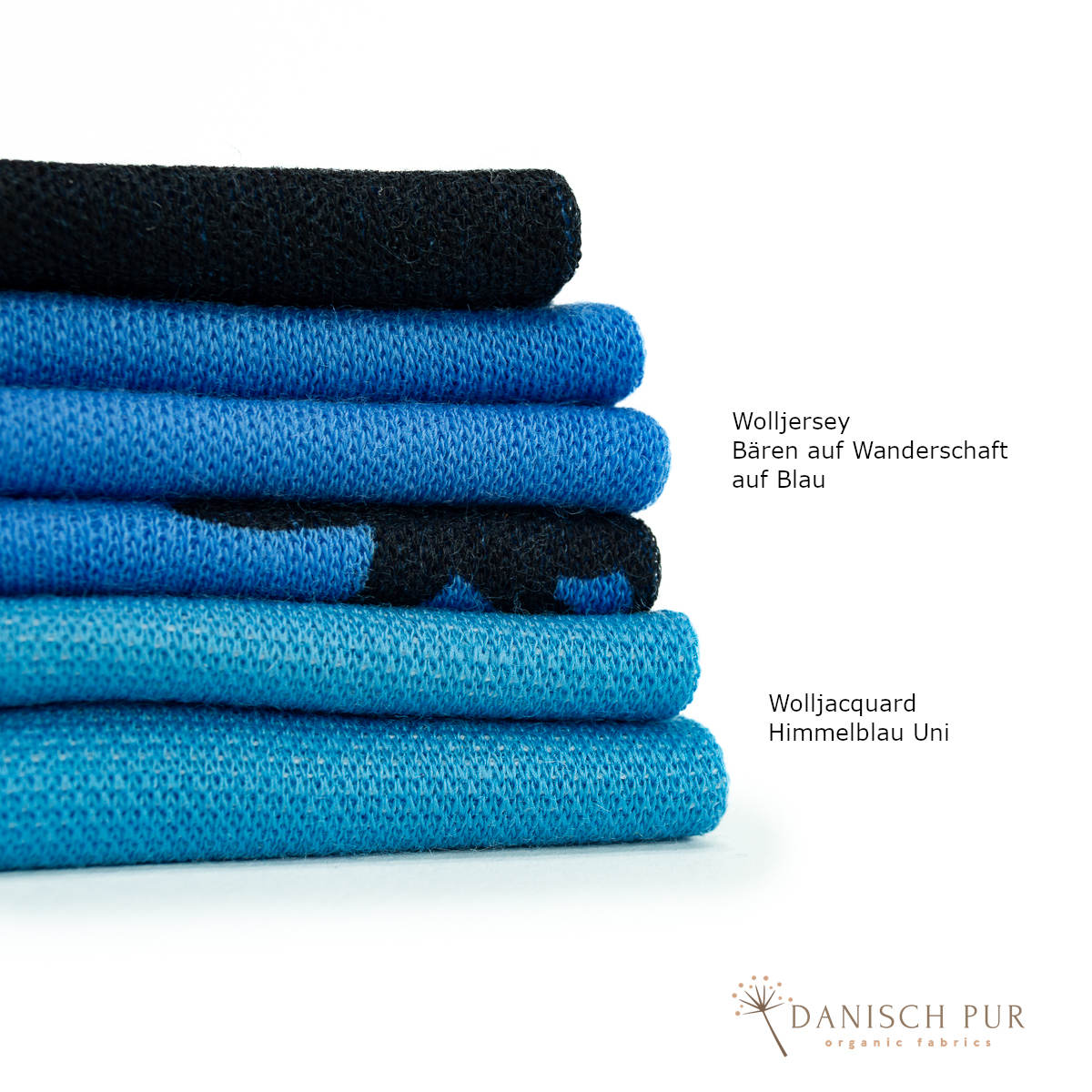 Bio Wolljersey Bären auf Wanderschaft auf Sommerblau (Merino, kbt, mulesingfrei)