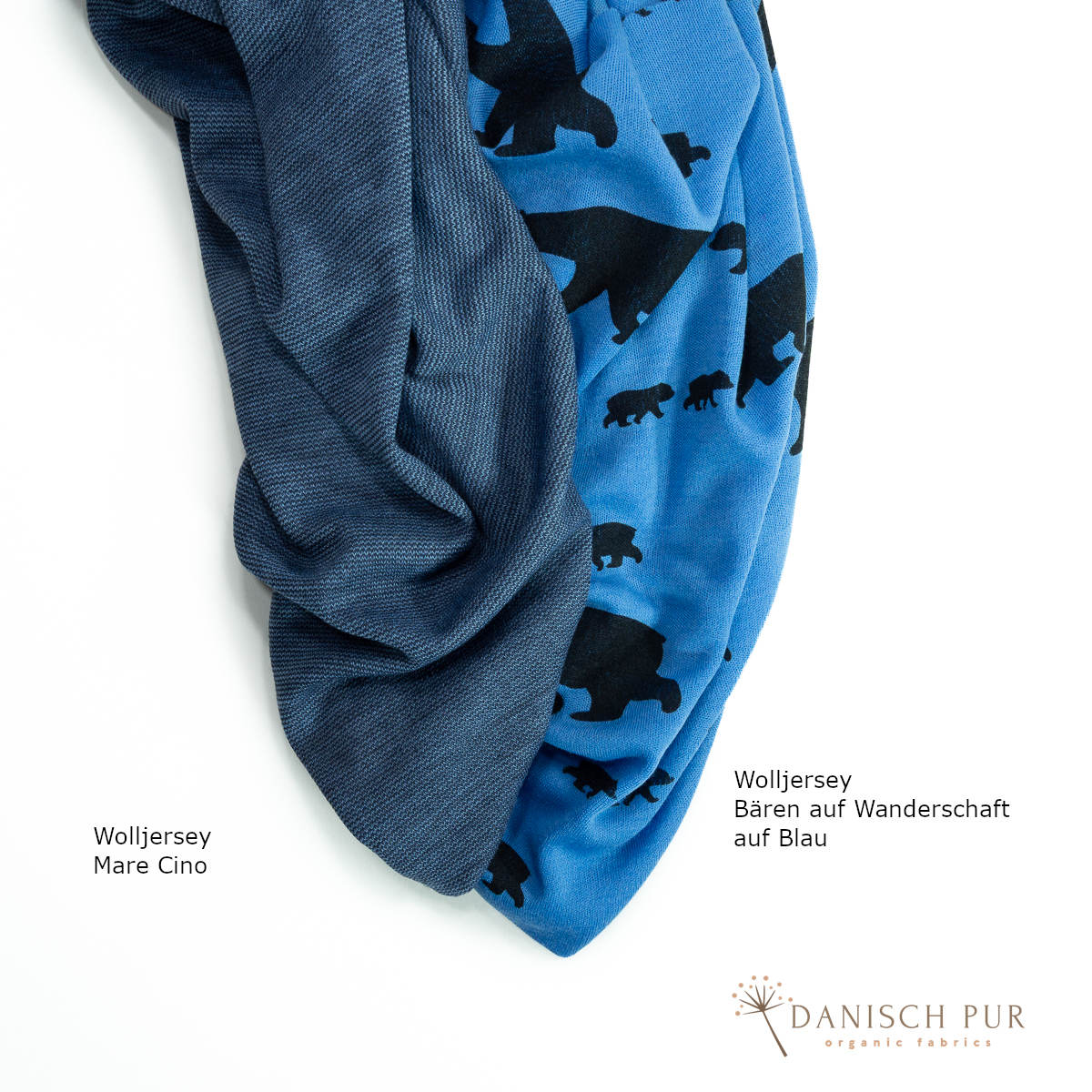 Bio Wolljersey Bären auf Wanderschaft auf Sommerblau (Merino, kbt, mulesingfrei)