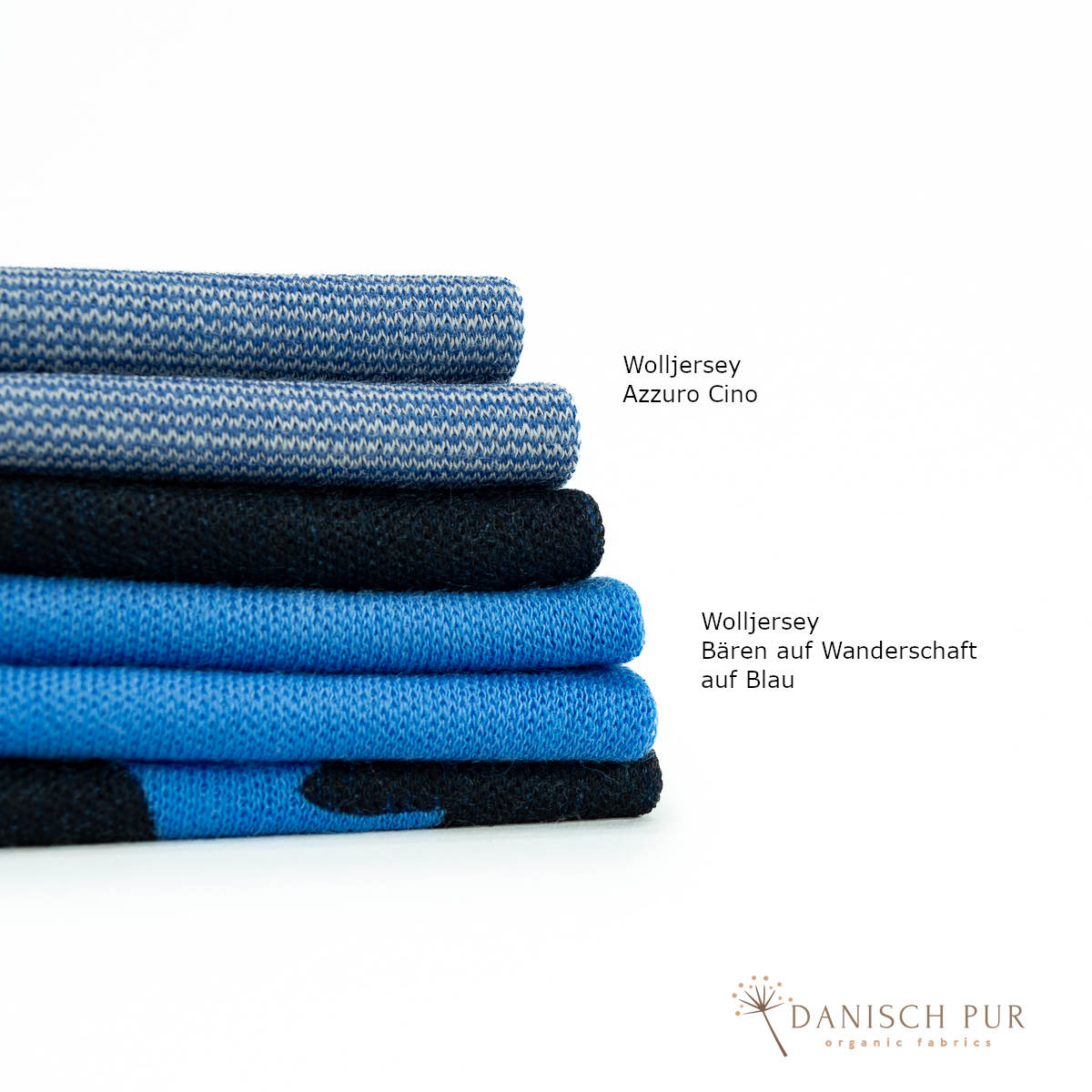 Bio Wolljersey Bären auf Wanderschaft auf Sommerblau (Merino, kbt, mulesingfrei)