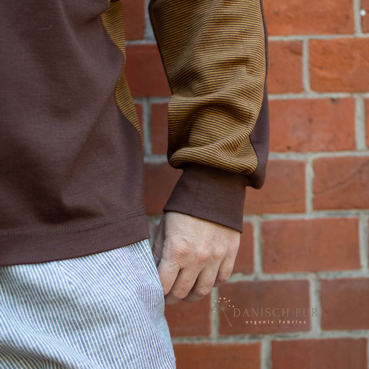 Organic wool jersey/wool interlock dark chocolate (Merino, organic, mulesing-free)