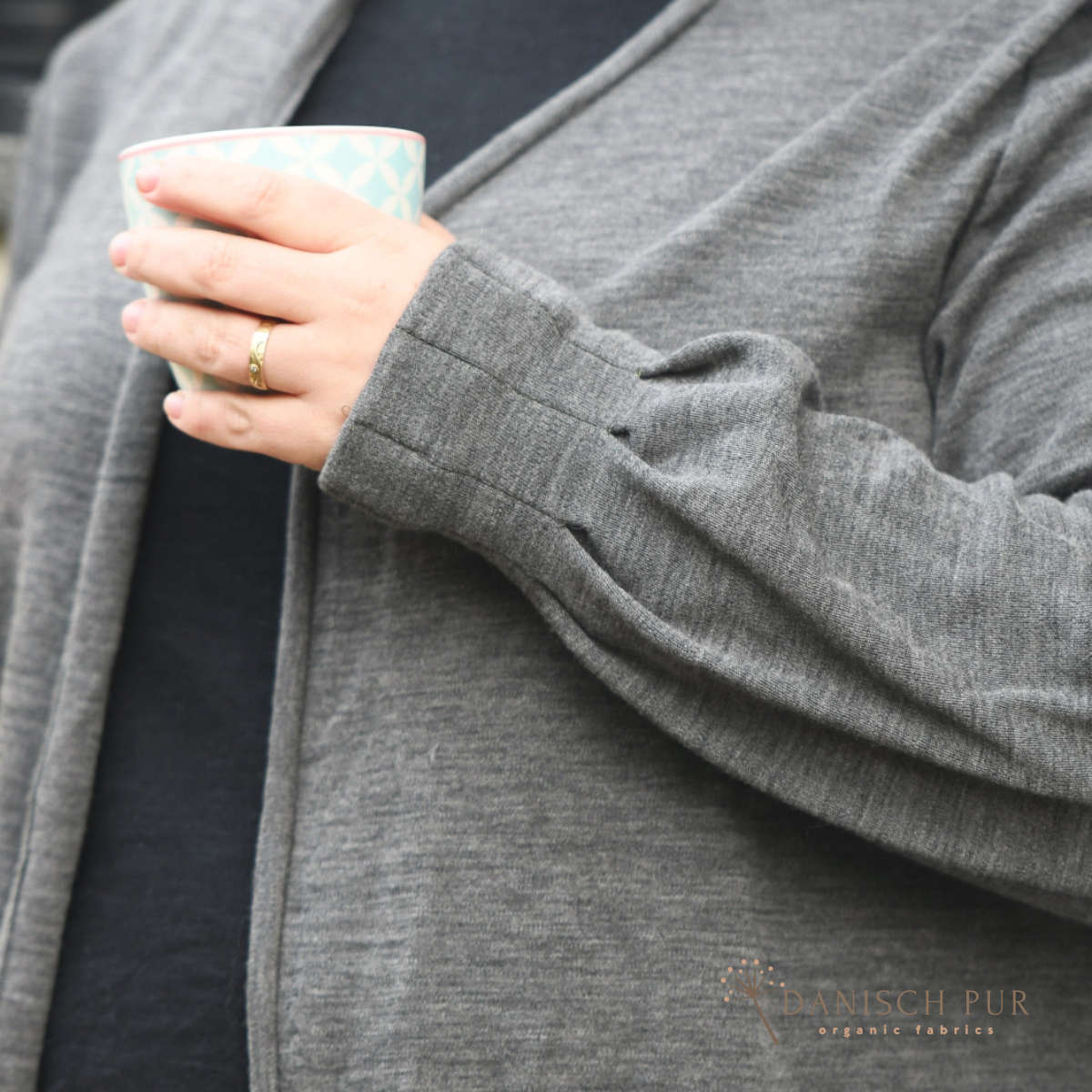 Bio Wolljersey Dunkelgrau meliert (100% Schurwolle, Merino, kbt, mulesingfrei)