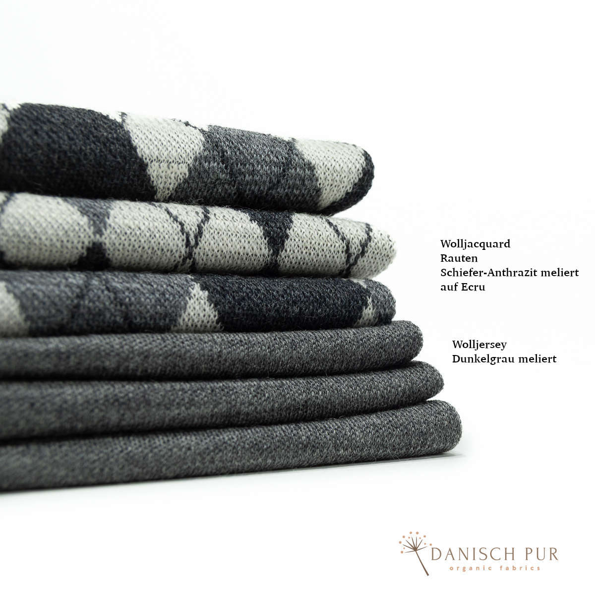Bio Wolljersey Dunkelgrau meliert (100% Schurwolle, Merino, kbt, mulesingfrei)