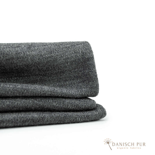 Bio Wolljersey Dunkelgrau meliert (100% Schurwolle, Merino, kbt, mulesingfrei)