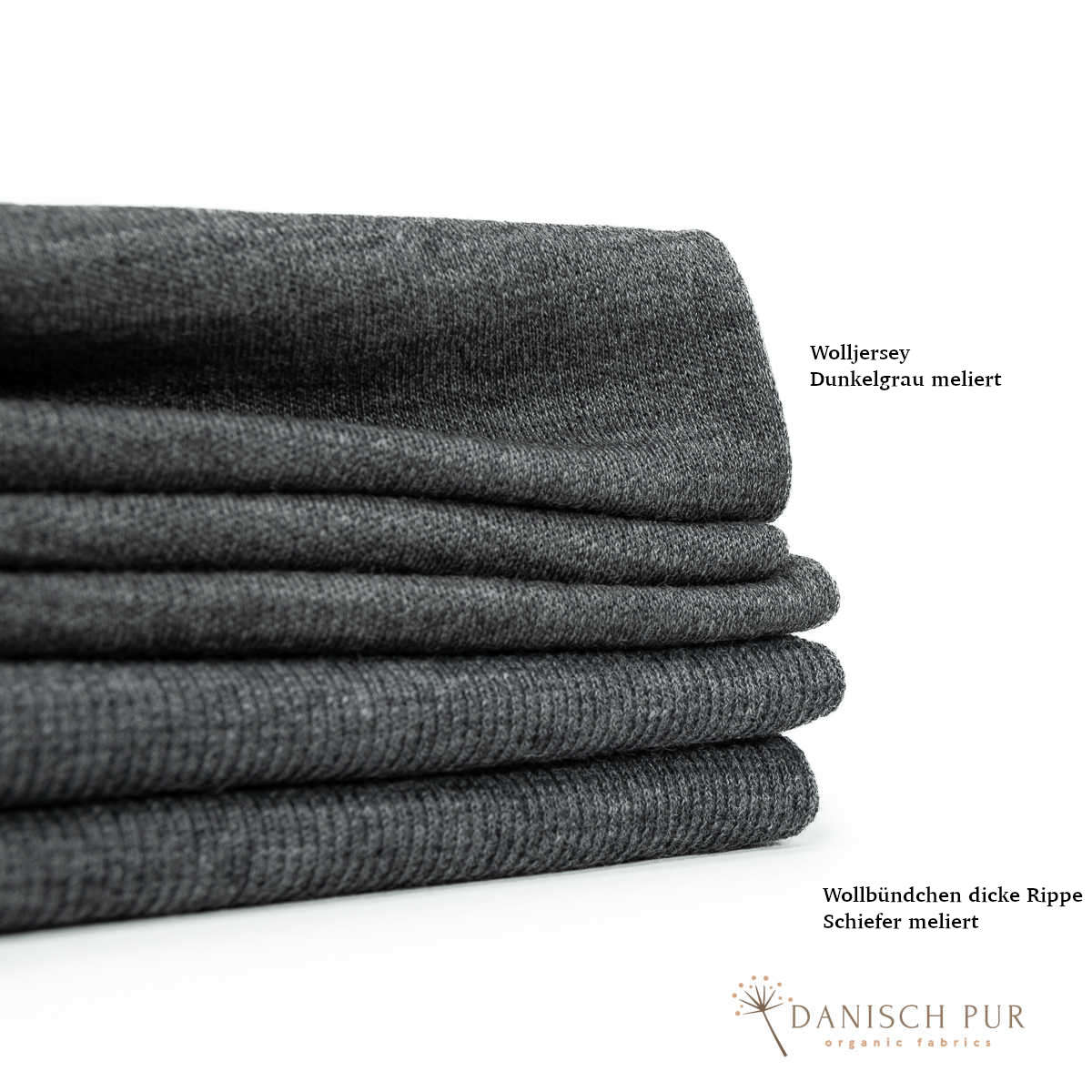 Bio Wolljersey Dunkelgrau meliert (100% Schurwolle, Merino, kbt, mulesingfrei)