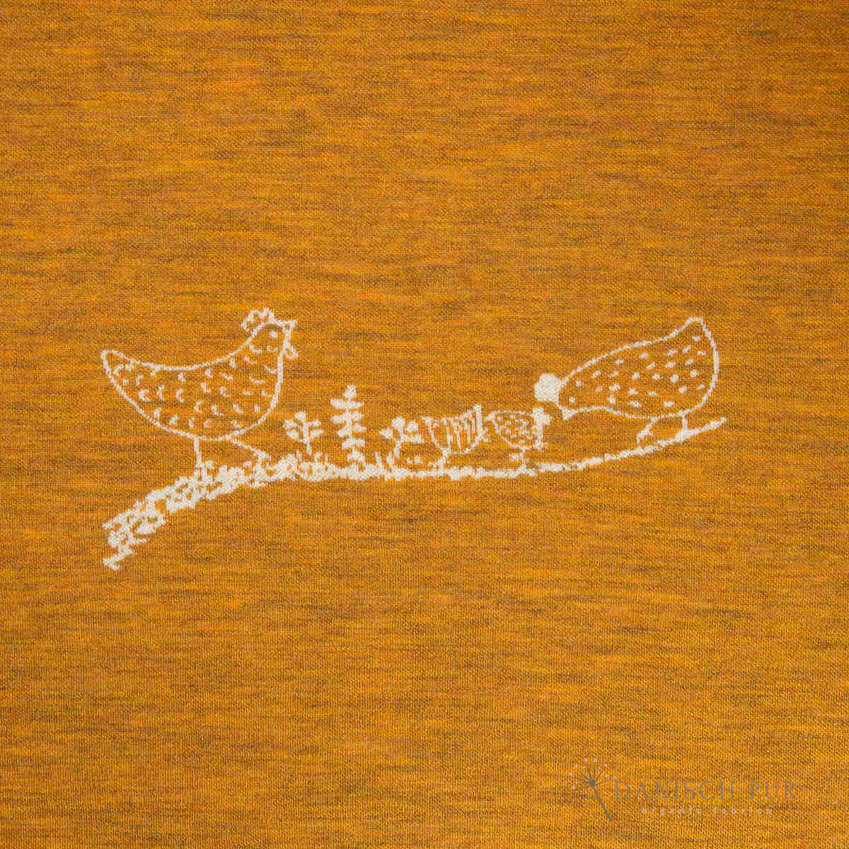 90cm Jacquard Chicken Panel - on Gold Melange Panel (Merino, kbt, mulesing-free)